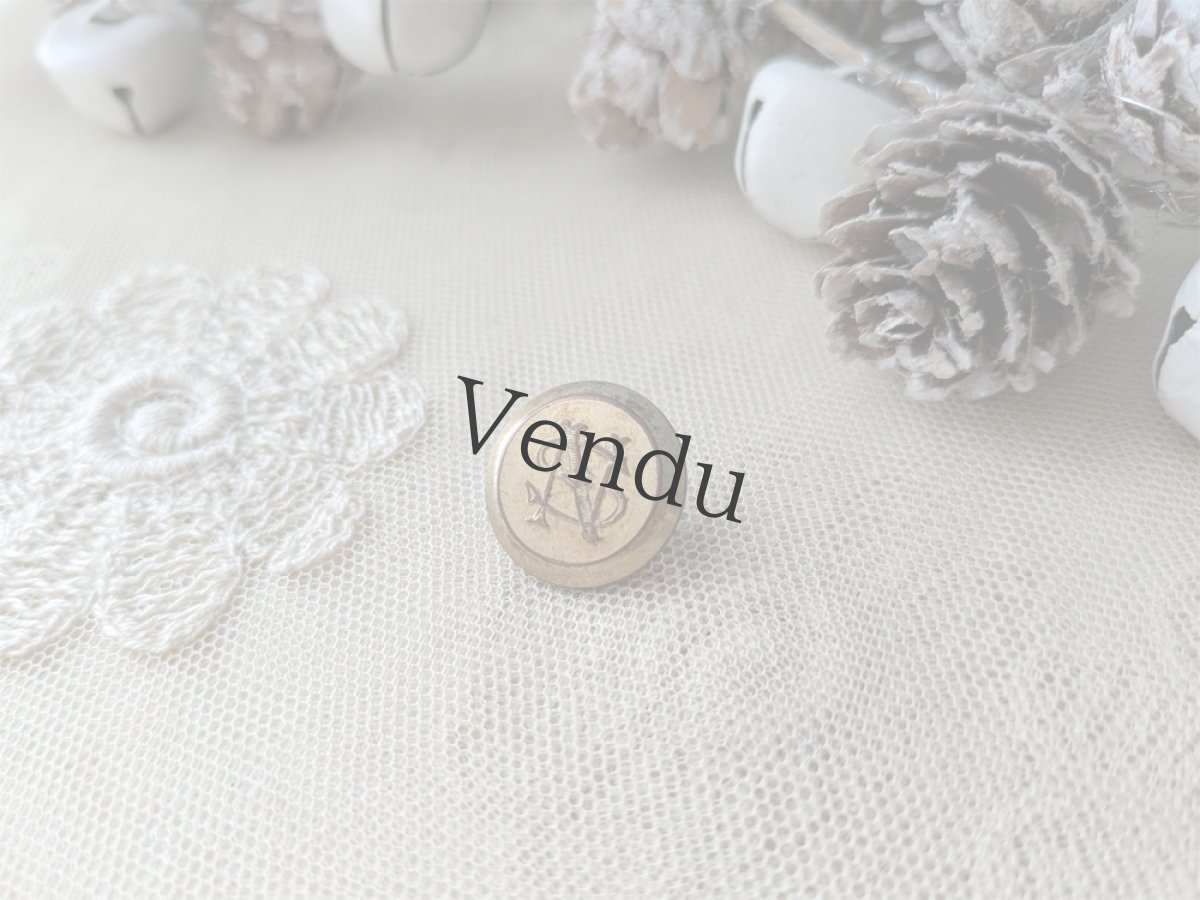 画像2: フランスアンティーク モノグラムボタン NS 20mm (2)