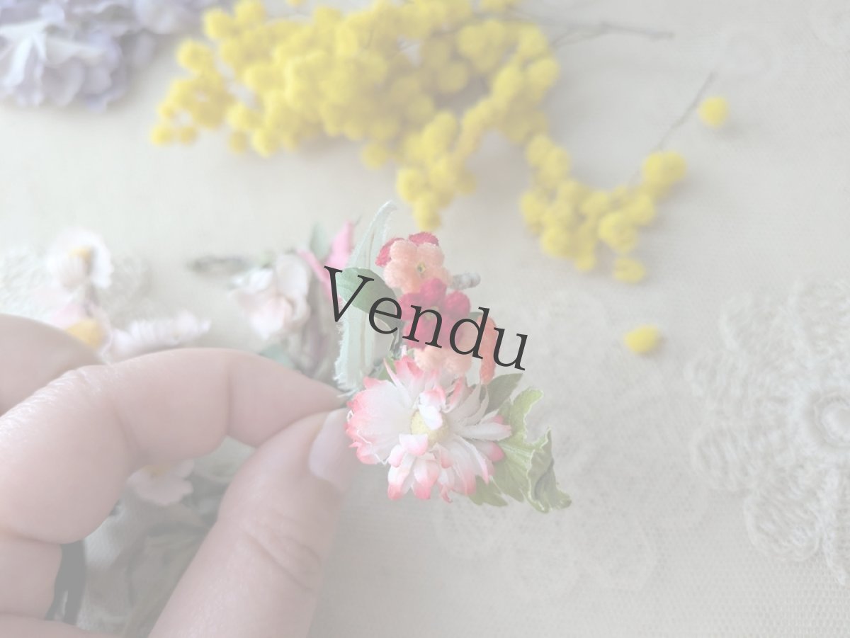 画像6: フランスヴィンテージ　小さな布花3つセット (6)