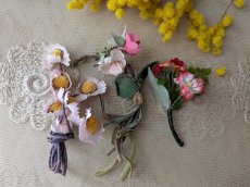 画像1: フランスヴィンテージ　小さな布花3つセット (1)