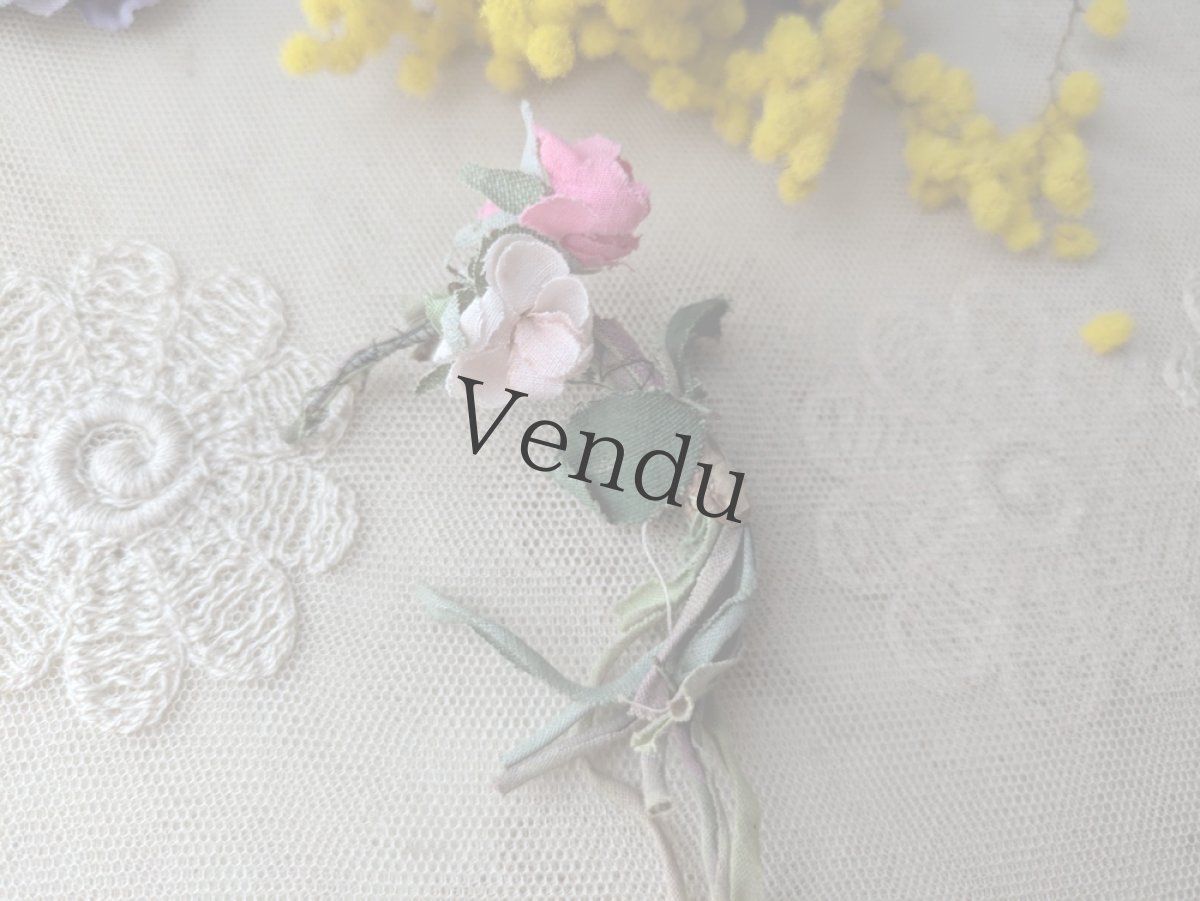 画像3: フランスヴィンテージ　小さな布花3つセット (3)