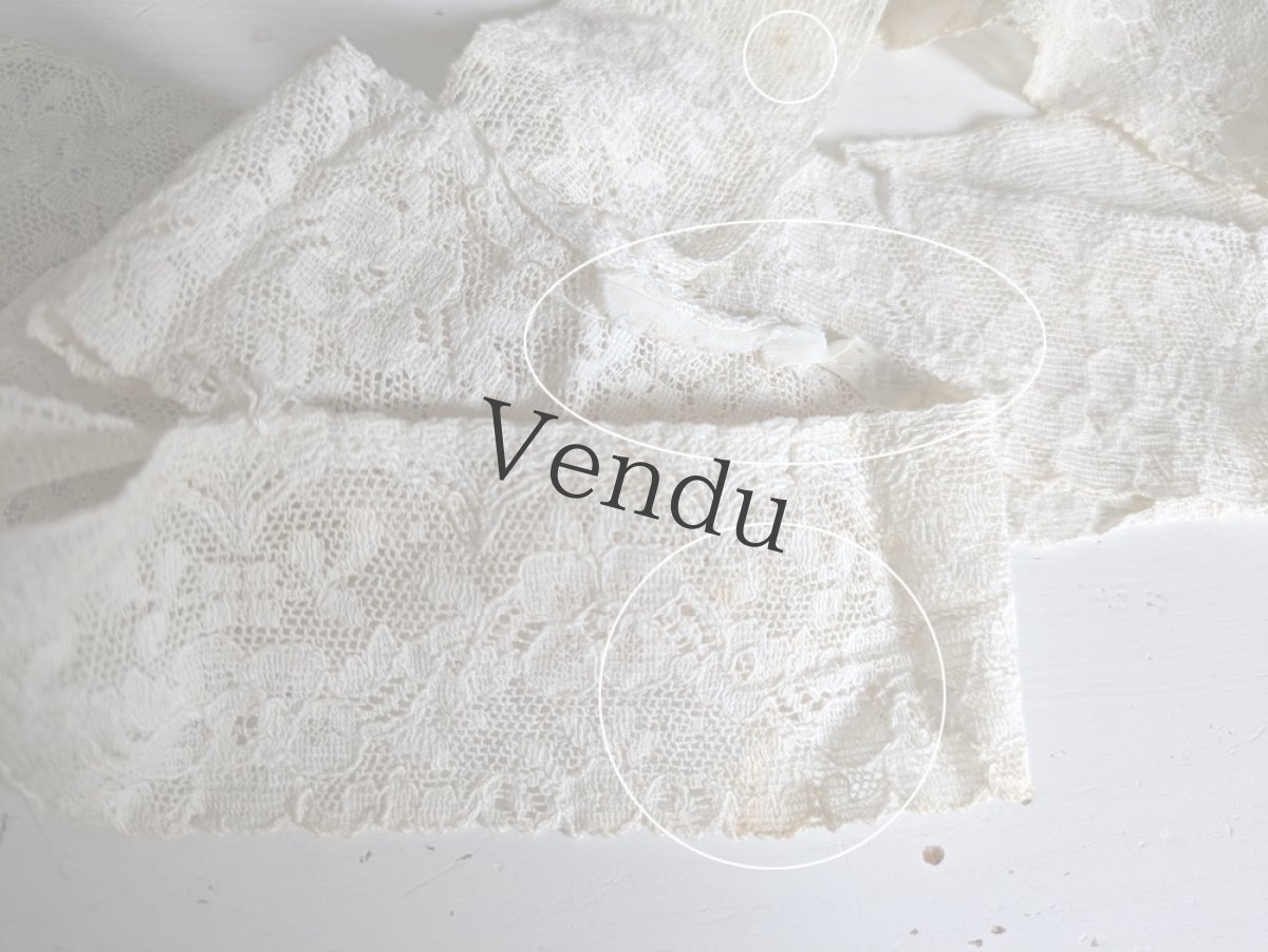 画像9: フランスアンティーク　花柄 円形レース 73cm（146cm） (9)