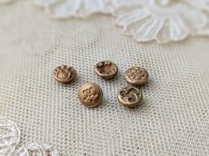 画像2: フランス 1900年前後 ゴールドメタル極小ボタン 7mm 5個セット (2)