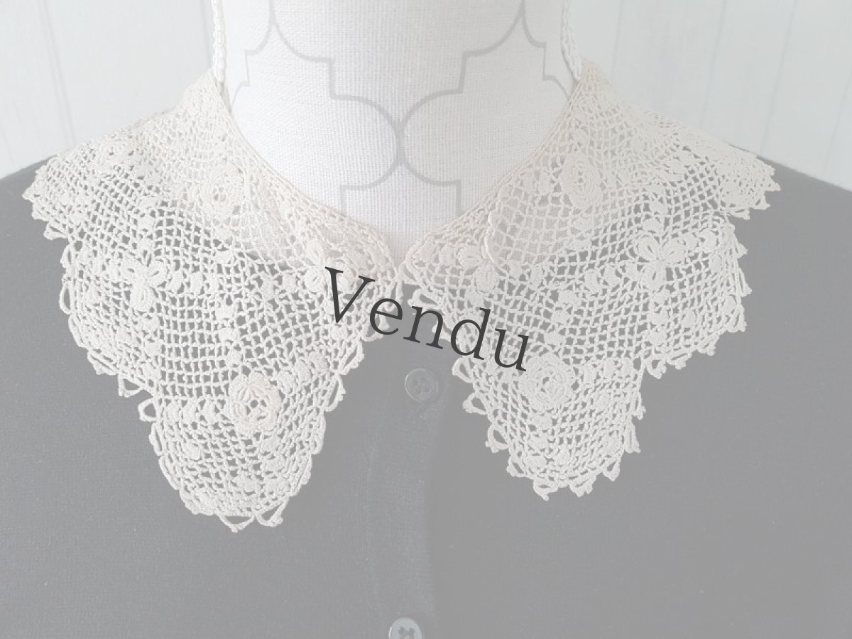 画像2: アンティーク　アイリッシュクロッシェレースのつけ襟 (2)