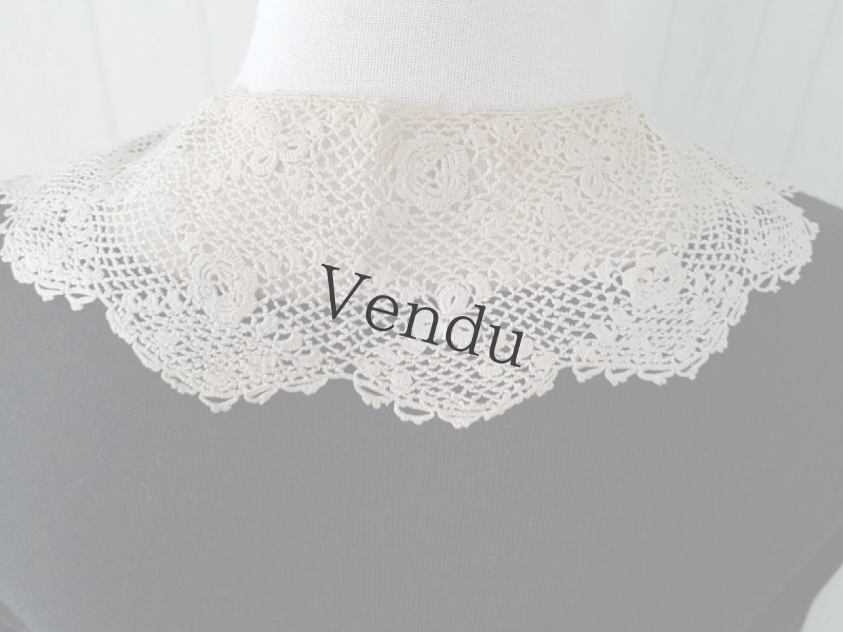 画像3: アンティーク　アイリッシュクロッシェレースのつけ襟 (3)