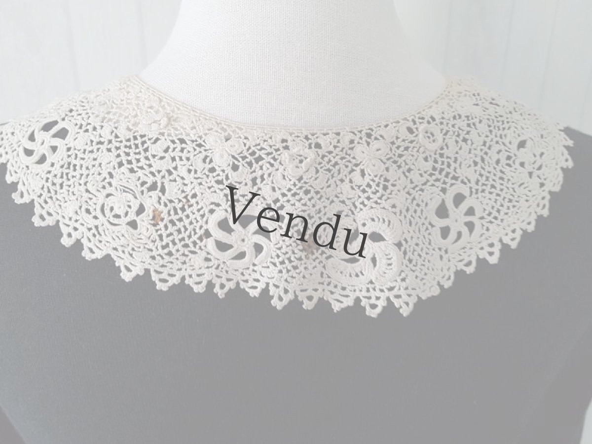 画像2: アンティーク　アイリッシュクロッシェレースのつけ襟 (2)