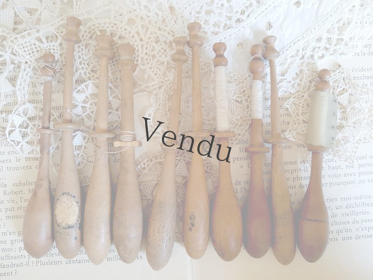 画像4: フランスヴィンテージ　木製ボビン10個セット (4)