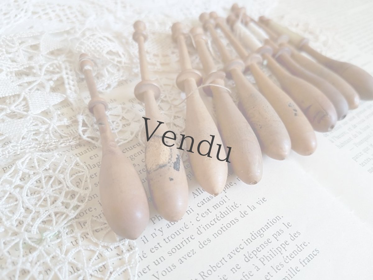 画像6: フランスヴィンテージ　木製ボビン10個セット (6)