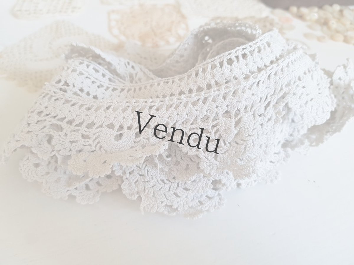 画像5: フランスアンティーク　大きく繋がったクロッシェレース (5)