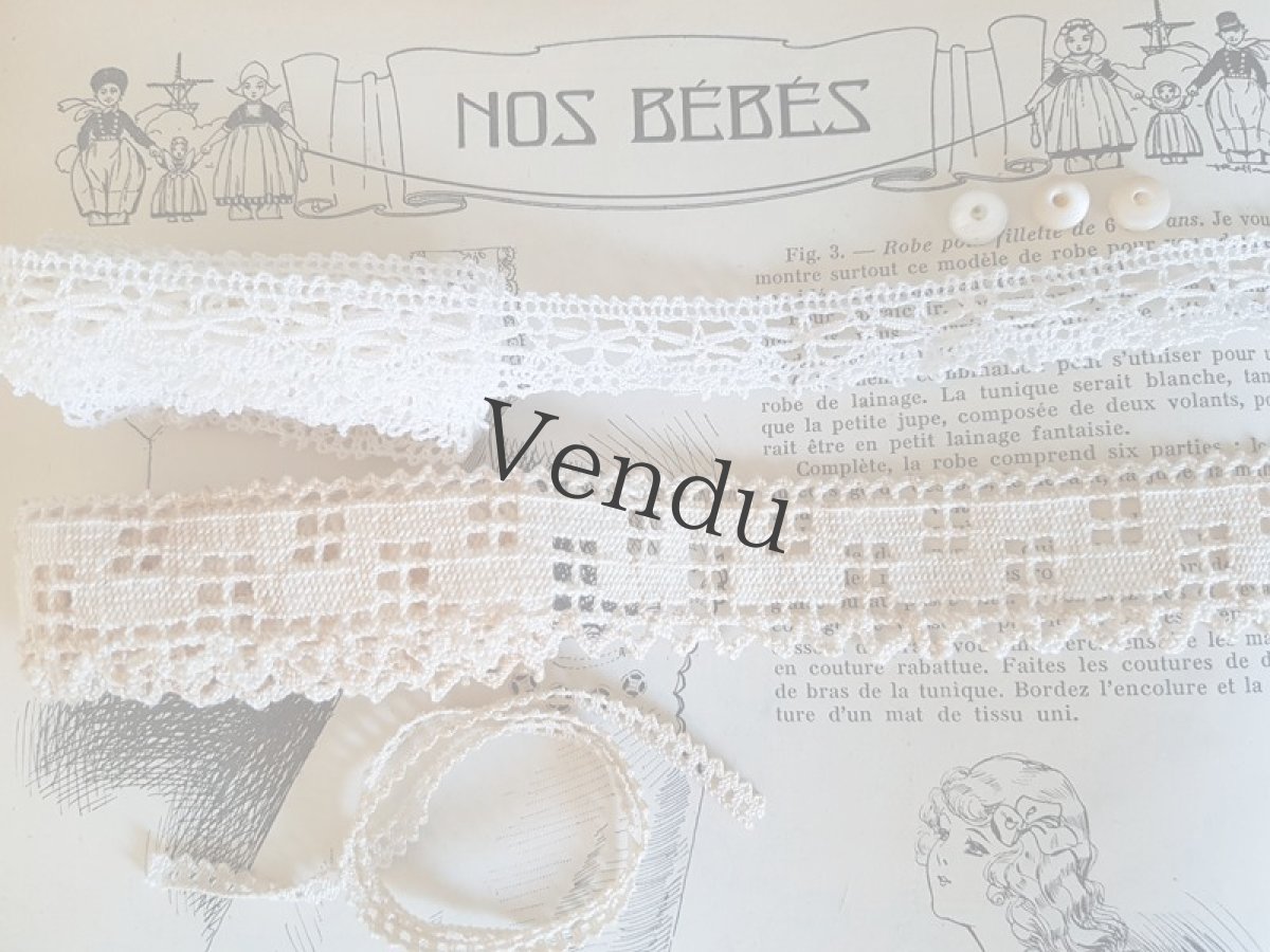 画像3: アンティーク　レースのプチセットC　アンティーク貝ボタンつき (3)