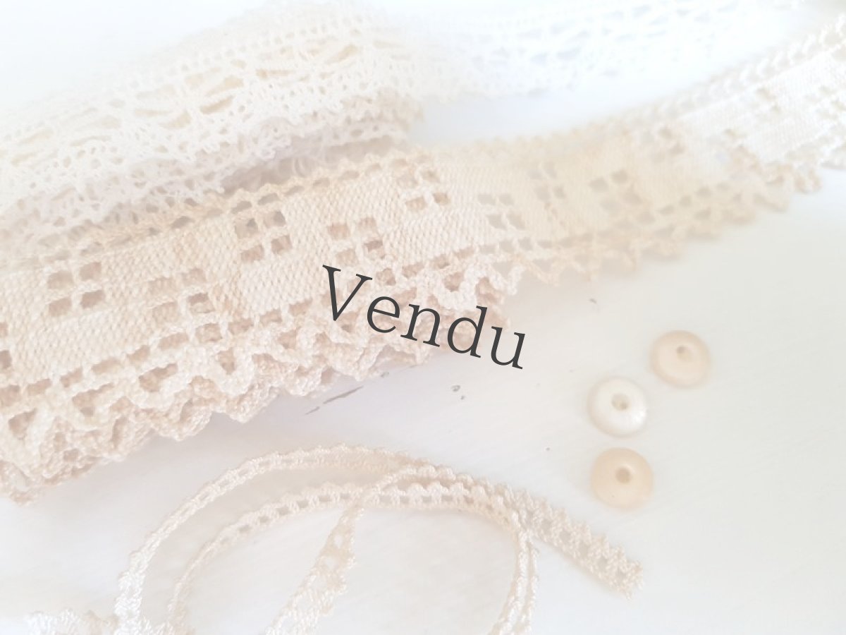 画像2: アンティーク　レースのプチセットC　アンティーク貝ボタンつき (2)