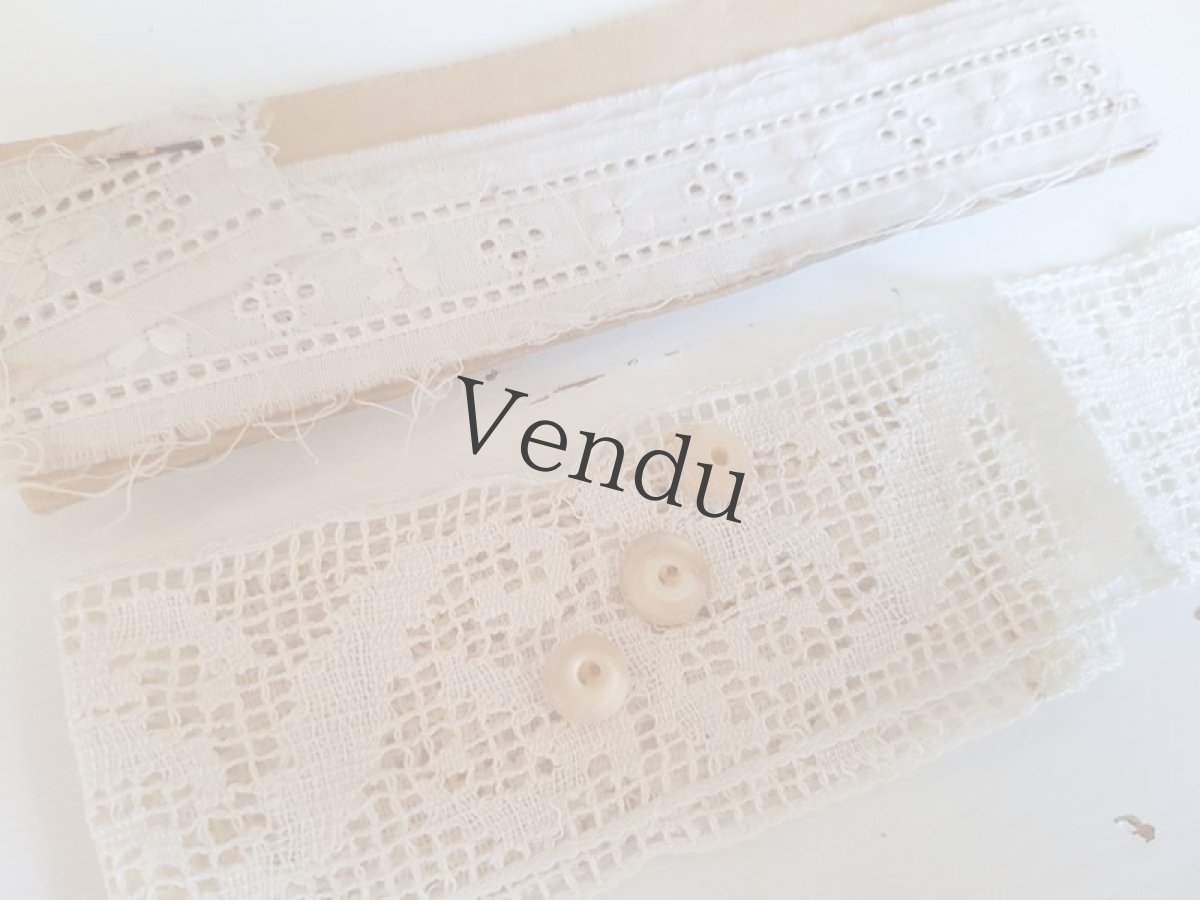 画像2: アンティーク　レースのプチセットB　アンティーク貝ボタンつき (2)