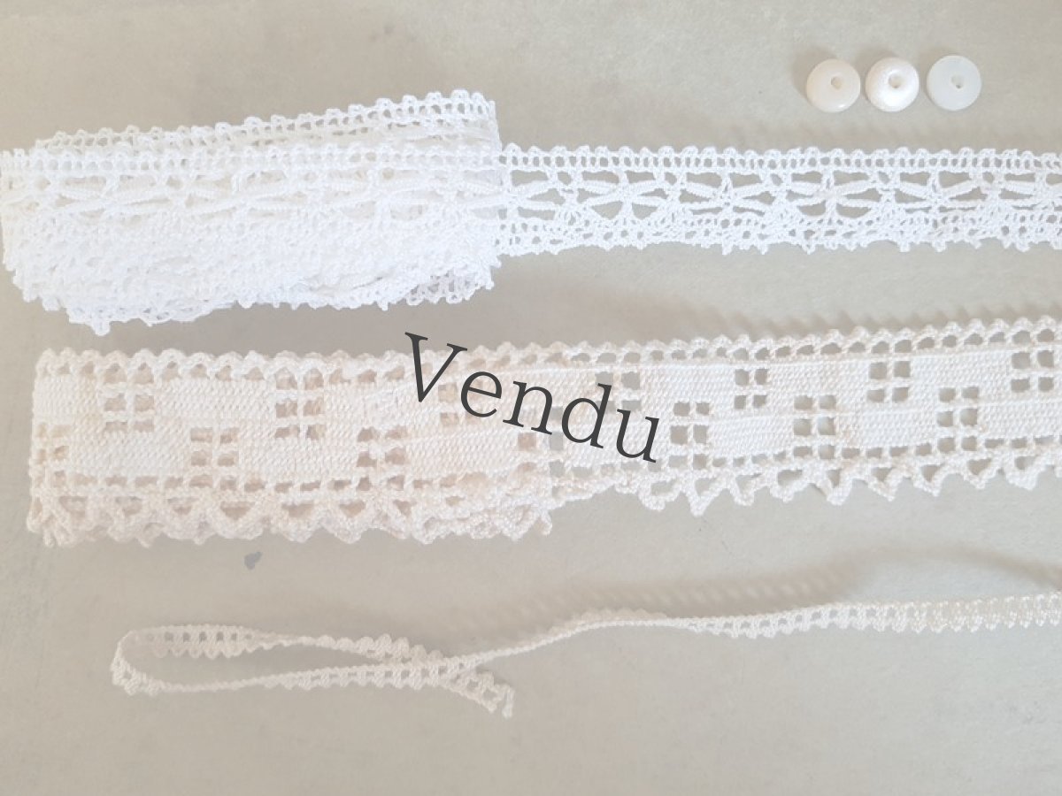 画像4: アンティーク　レースのプチセットC　アンティーク貝ボタンつき (4)