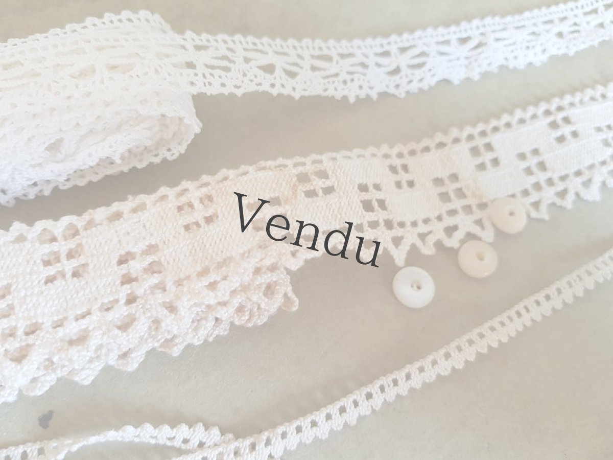 画像5: アンティーク　レースのプチセットC　アンティーク貝ボタンつき (5)