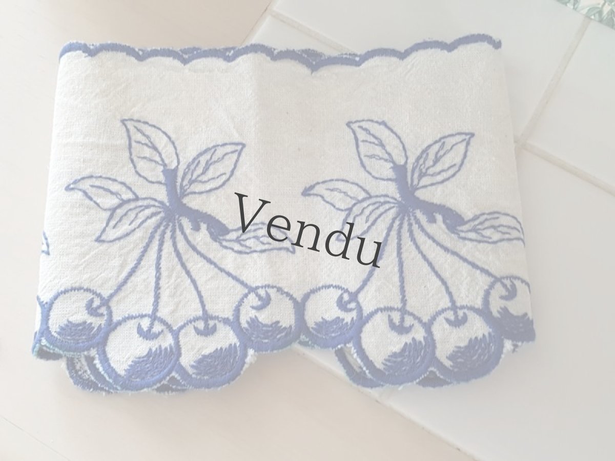 画像2: ヴィンテージ　さくらんぼの刺繍リボントリム２本セット (2)