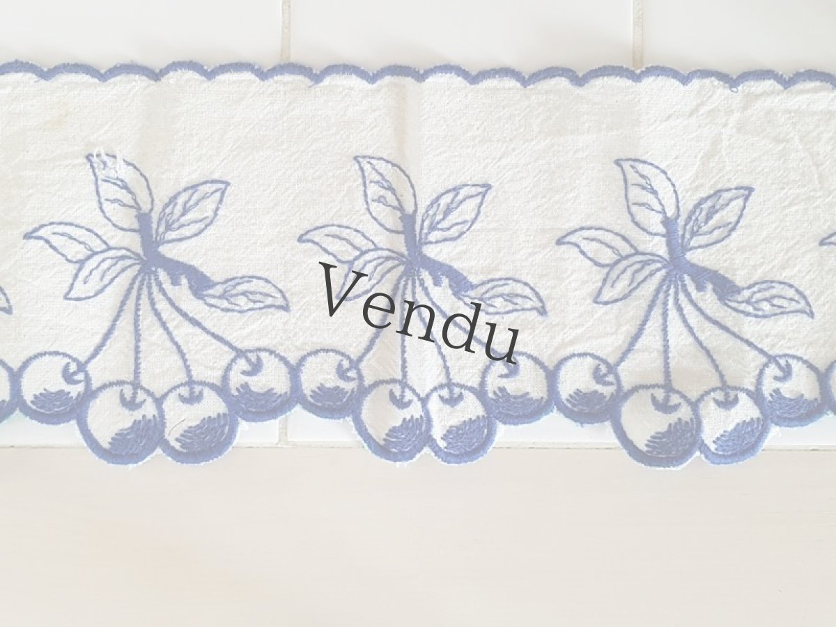 画像3: ヴィンテージ　さくらんぼの刺繍リボントリム２本セット (3)