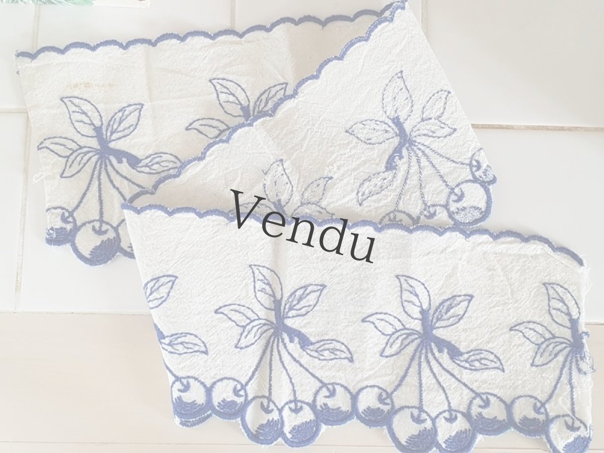 画像6: ヴィンテージ　さくらんぼの刺繍リボントリム２本セット (6)