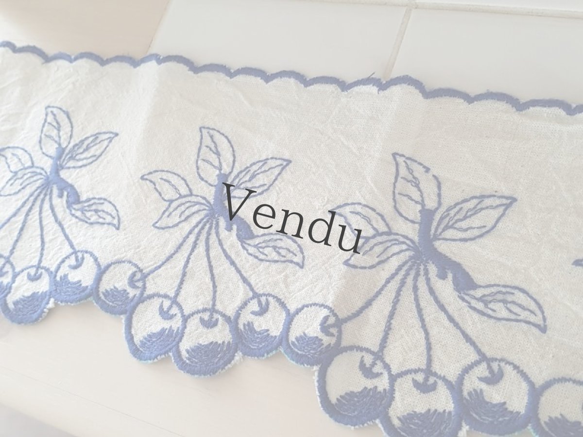 画像5: ヴィンテージ　さくらんぼの刺繍リボントリム２本セット (5)