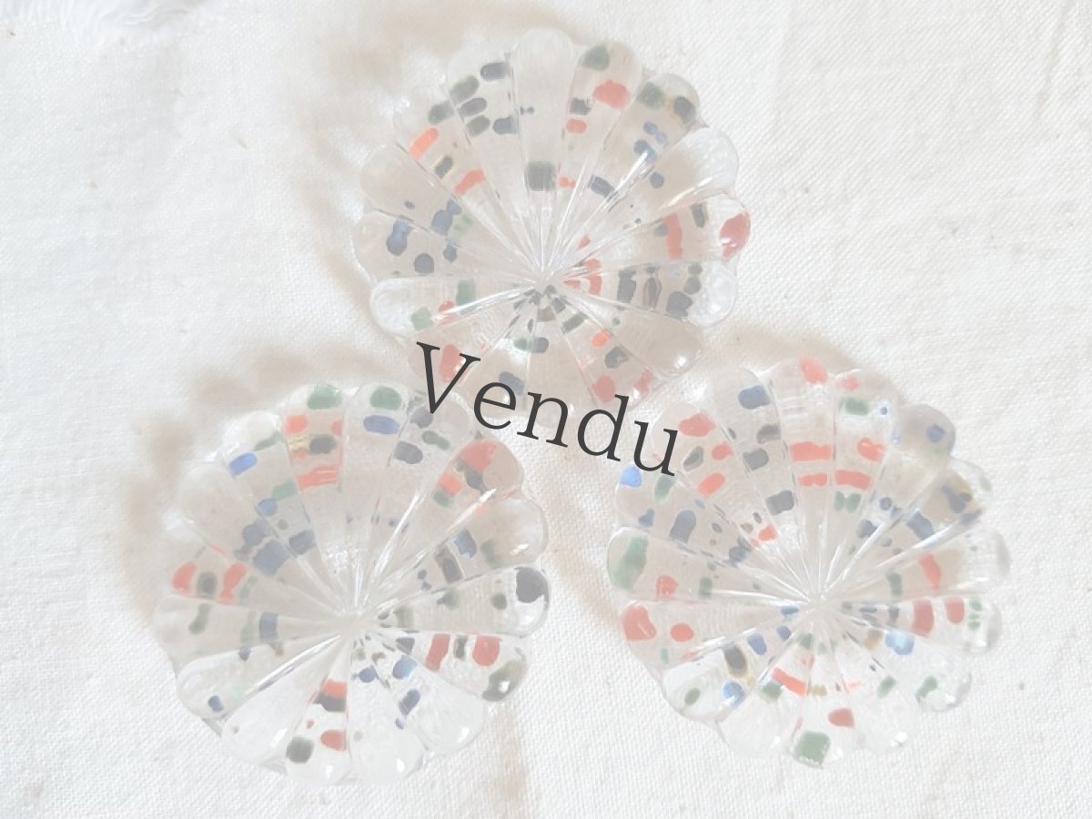 画像2: アンティーク　大きめカラフルペイントガラスボタン 36ｍｍ (2)