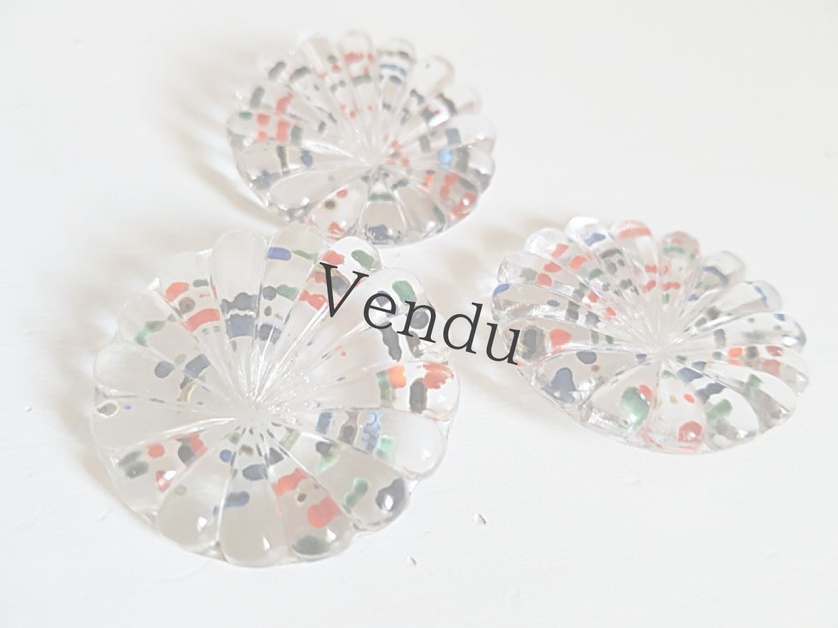 画像3: アンティーク　大きめカラフルペイントガラスボタン 36ｍｍ (3)