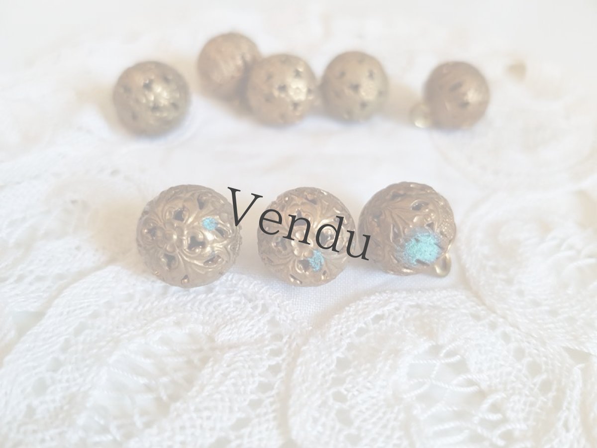 画像7: ヴィンテージ　まんまる真鍮ボタン 13mm　２個セット (7)