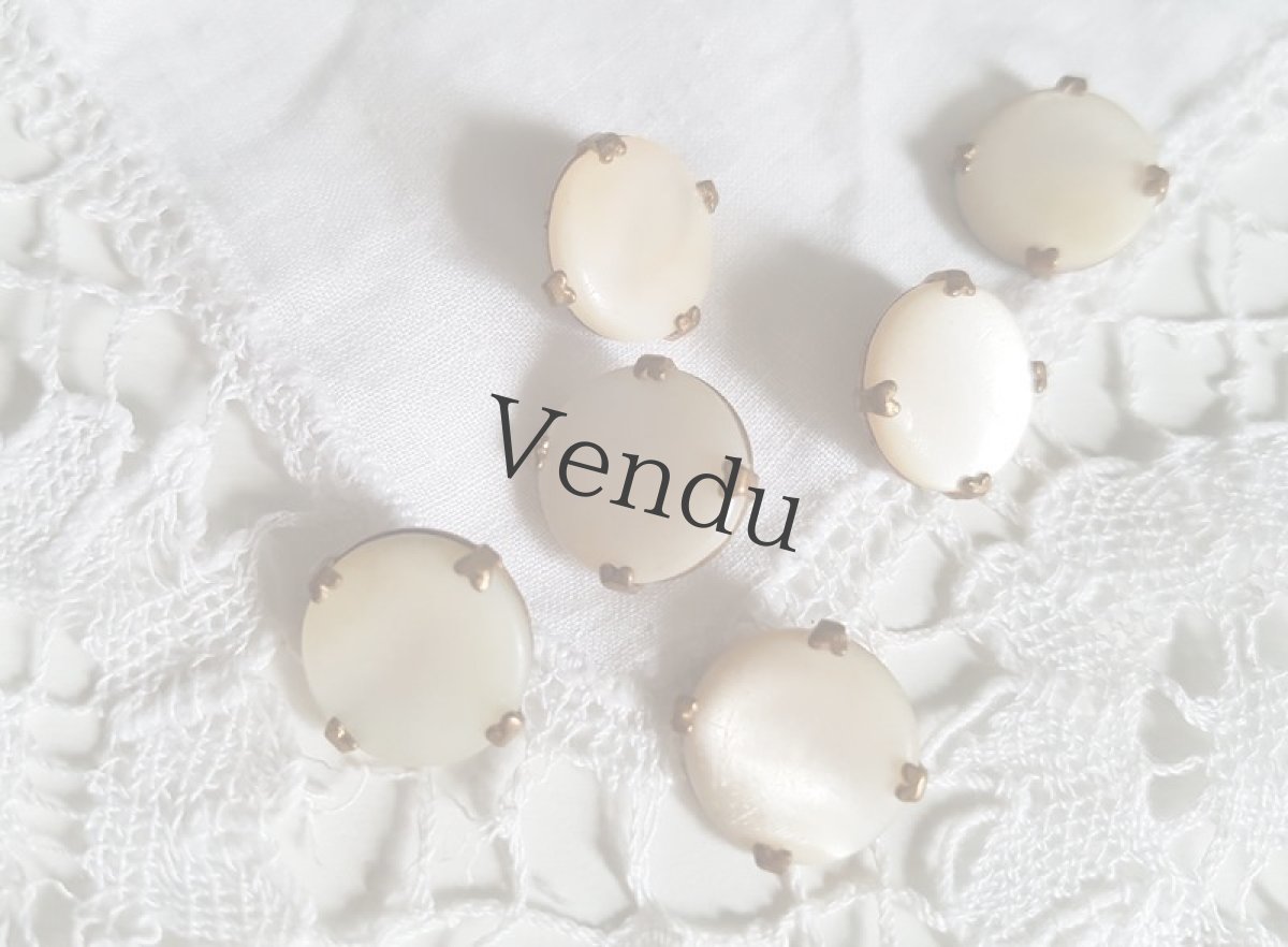 画像5: アンティーク　留め金つき貝ボタン 14ｍｍ　２個セット (5)