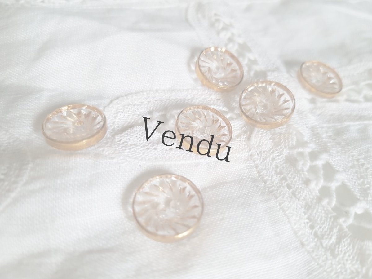 画像2: フランスアンティーク　ゴールドペイントのガラスボタン 14mm ２個セット (2)