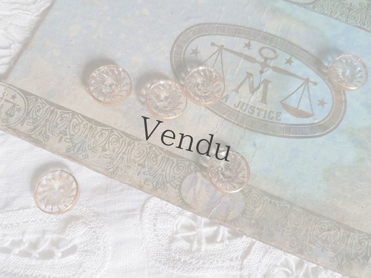 画像3: フランスアンティーク　ゴールドペイントのガラスボタン 14mm ２個セット (3)