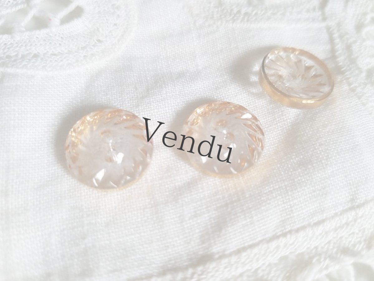 画像5: フランスアンティーク　ゴールドペイントのガラスボタン 14mm ２個セット (5)