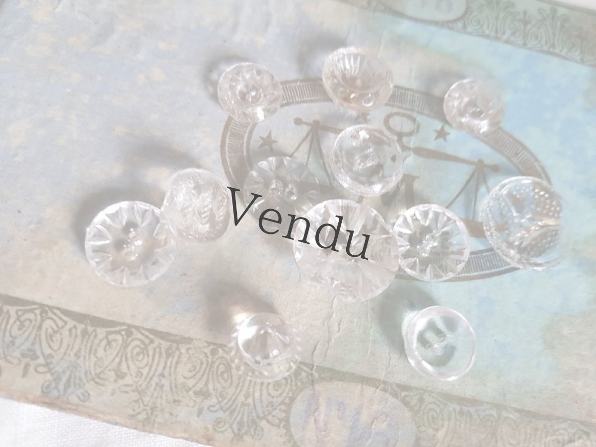 画像2: フランスアンティーク　ガラスボタン12個セットアソート (2)