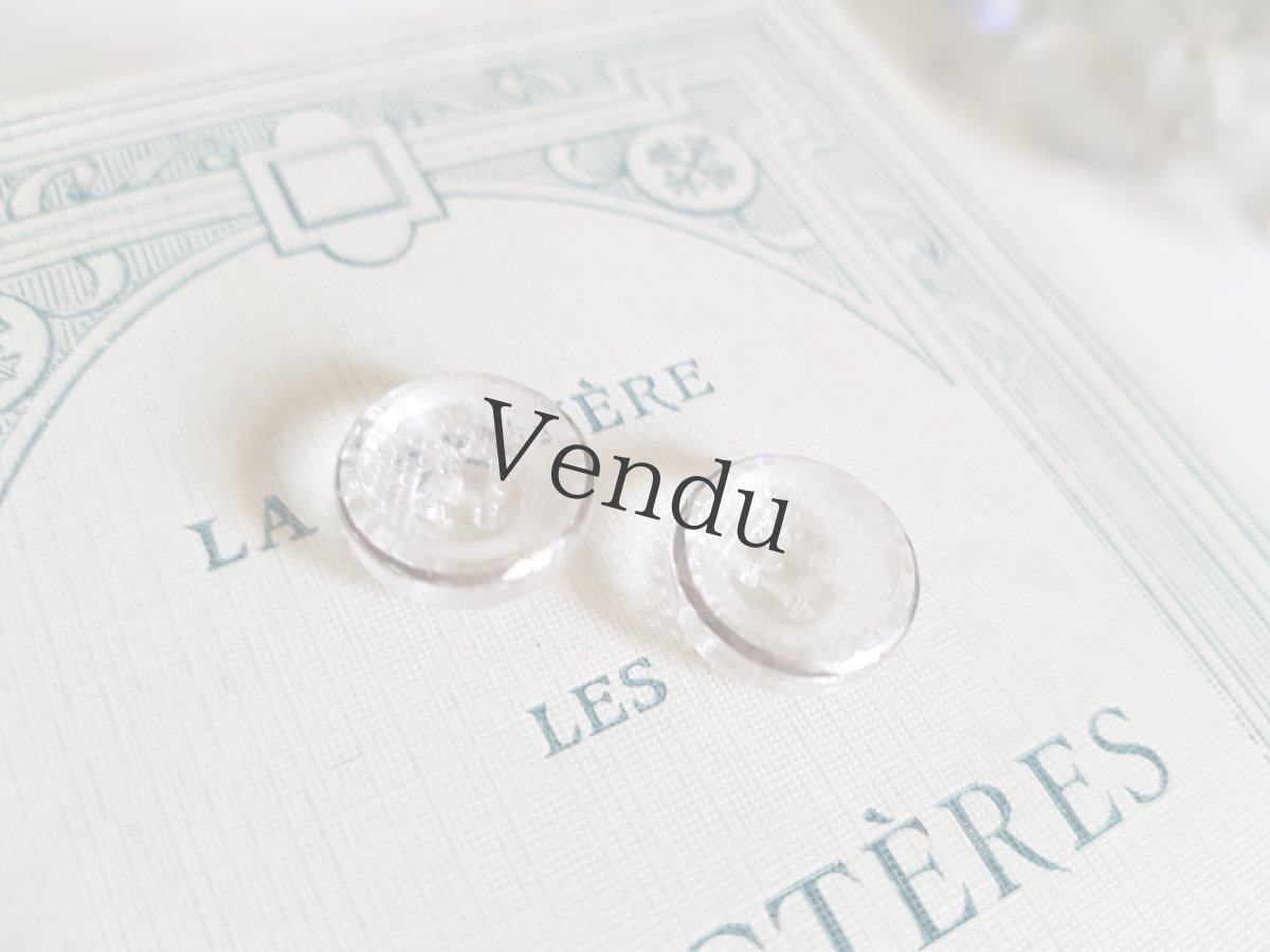 画像2: アンティーク　シルバーペイントのガラスボタン 13mm 2個セット (2)