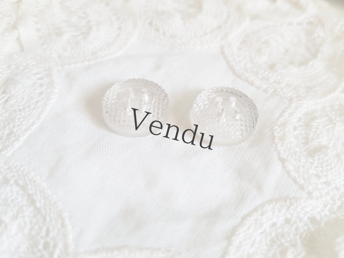 画像6: アンティーク　シルバーペイントのガラスボタン 13mm 2個セット (6)