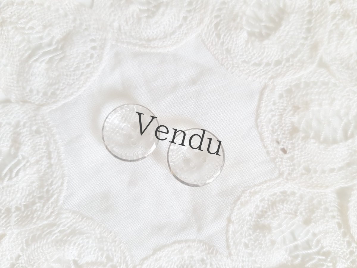 画像4: アンティーク　シルバーペイントのガラスボタン 13mm 2個セット (4)