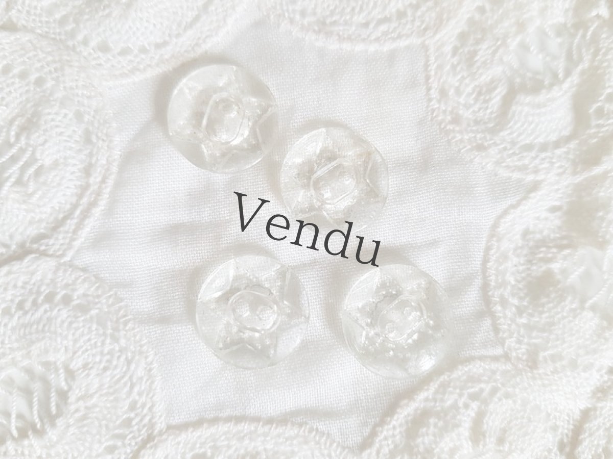 画像4: アンティーク　星模様のガラスボタン 14mm　３個セット (4)