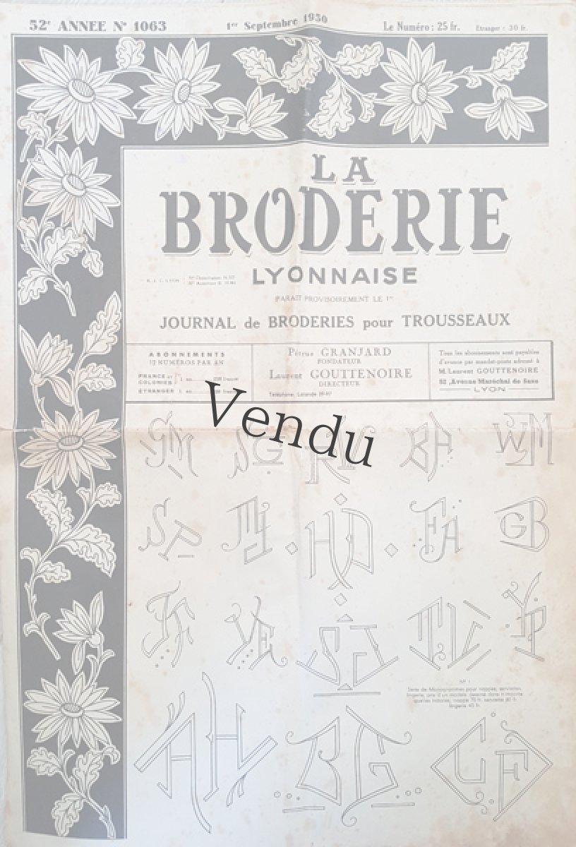 画像2: 1950年9月の刺繍新聞 LA BRODERIE LYONNAISE (2)