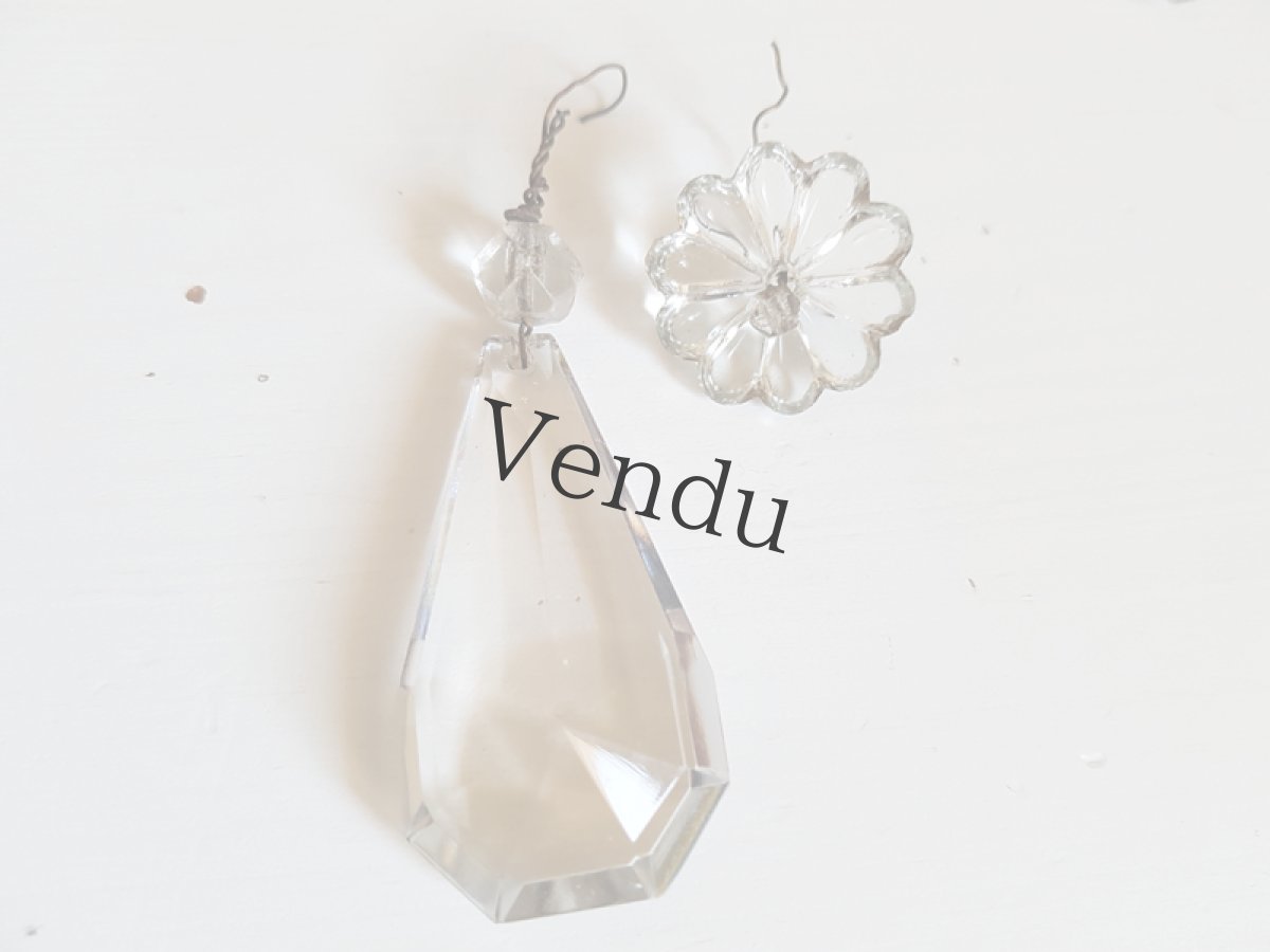 画像3: アンティーク　シャンデリアパーツ　クリスタル　お花とドロップ (3)