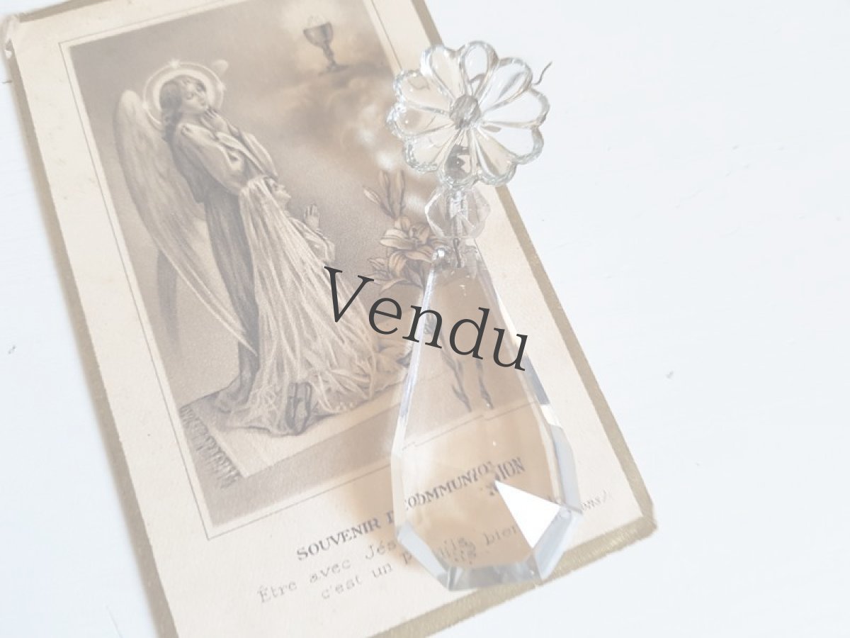 画像2: アンティーク　シャンデリアパーツ　クリスタル　お花とドロップ (2)