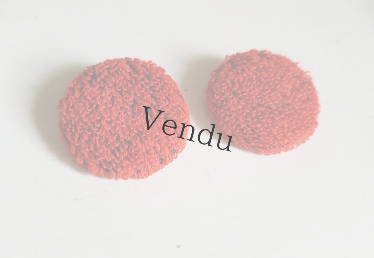 画像3: ヴィンテージ　赤いもこもこボタン 35ｍｍ ２個セット (3)