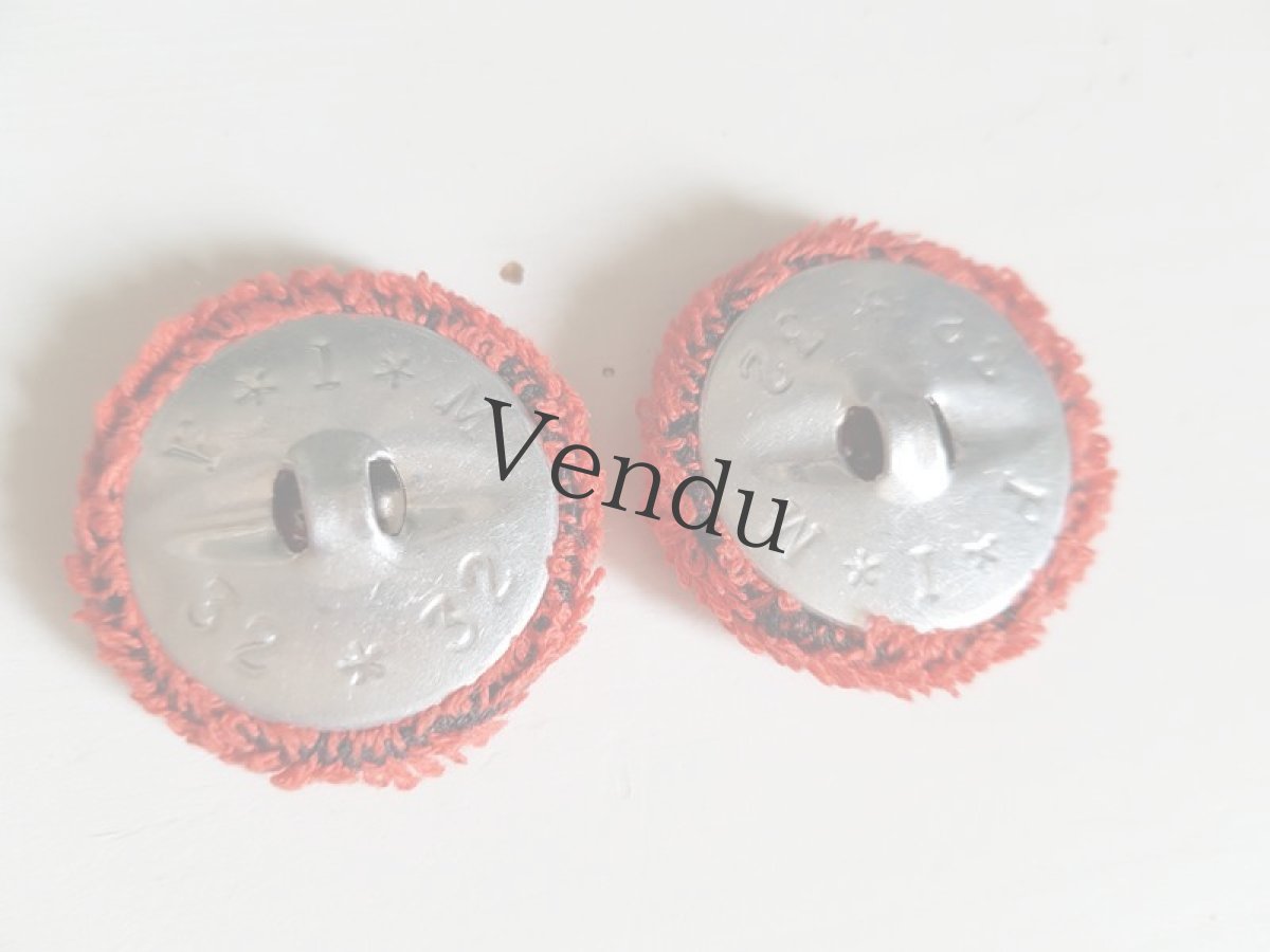 画像4: ヴィンテージ　赤いもこもこボタン 35ｍｍ ２個セット (4)