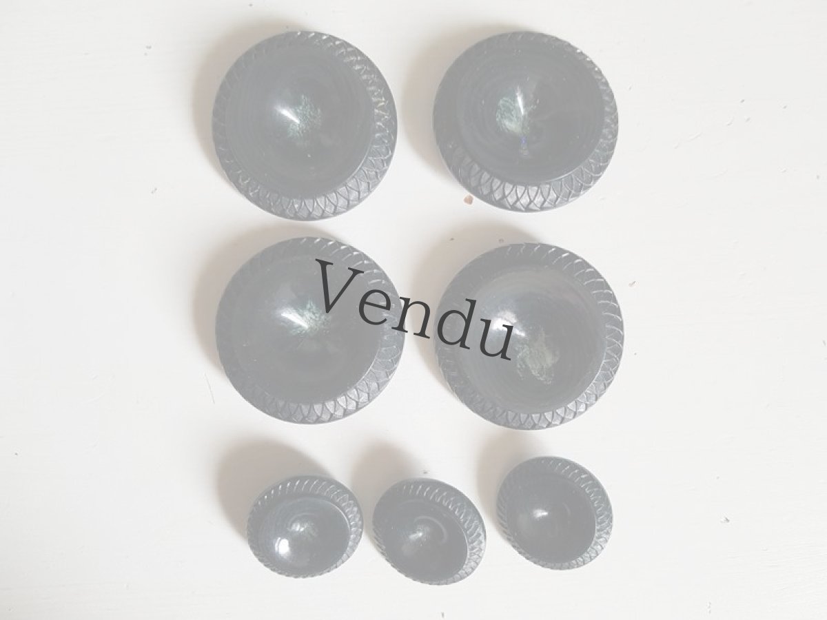 画像3: ドイツヴィンテージ　深緑マーブルボタン　大小７個セット (3)