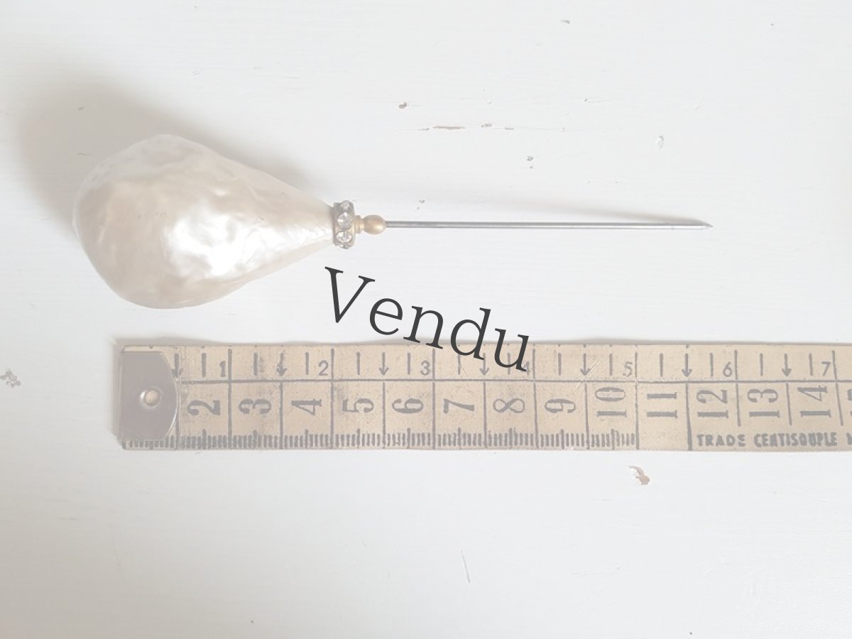 画像6: アンティーク　大きなパールのハットピン 11.8cm (6)