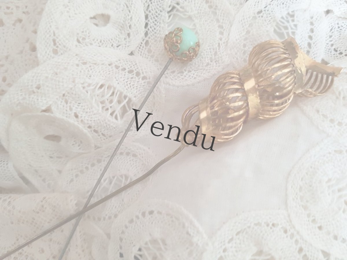 画像6: ヴィンテージ　貝のようなぐるぐるハットピン 12.3cm (6)