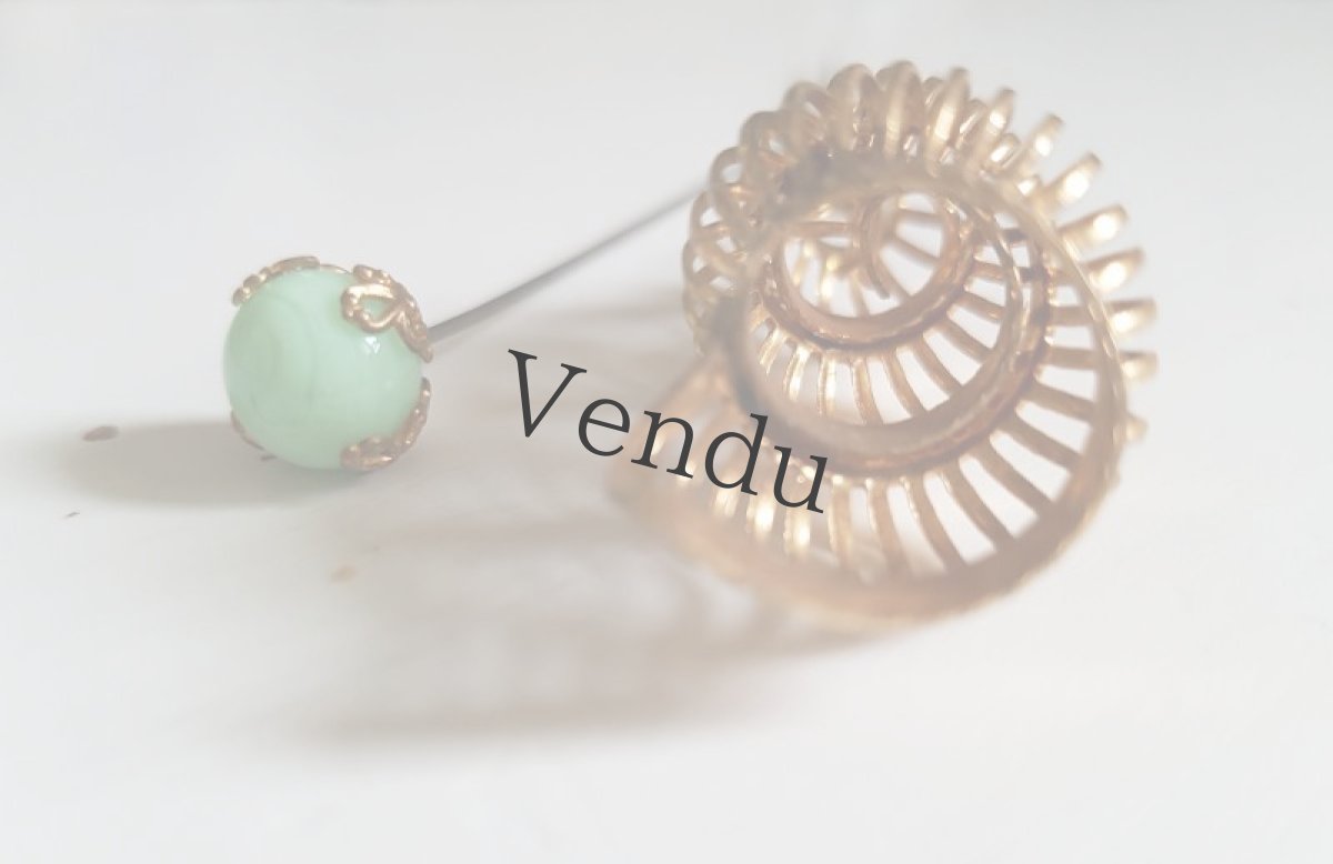 画像7: ヴィンテージ　貝のようなぐるぐるハットピン 12.3cm (7)