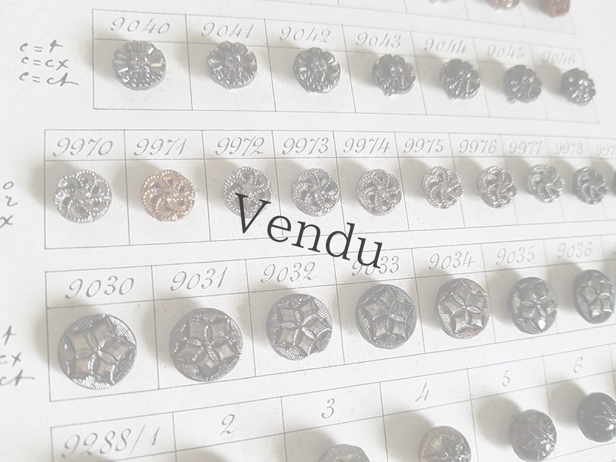 画像7: フランス 19世紀末 金彩・銀彩のフレンチジェットボタンシート 85個 (7)