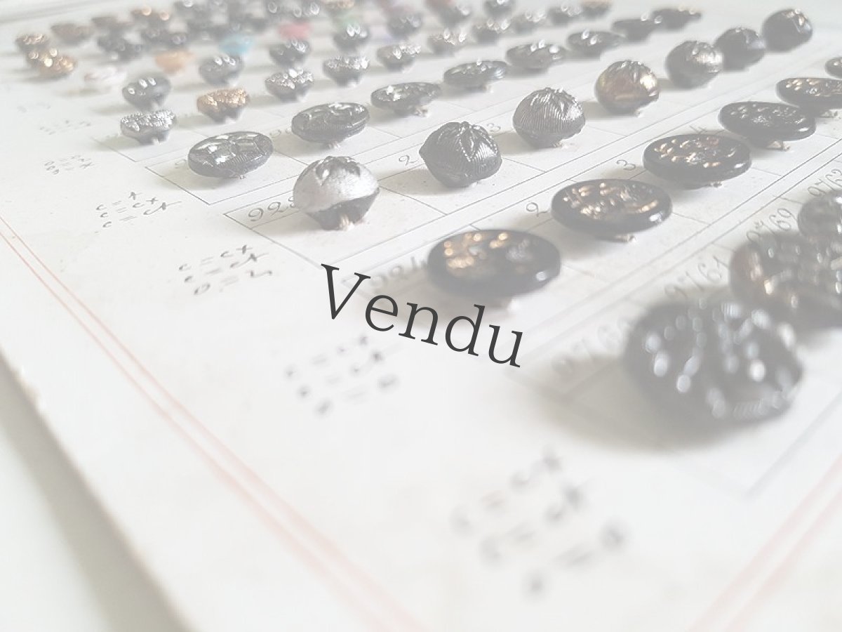 画像14: フランス 19世紀末 金彩・銀彩のフレンチジェットボタンシート 85個 (14)