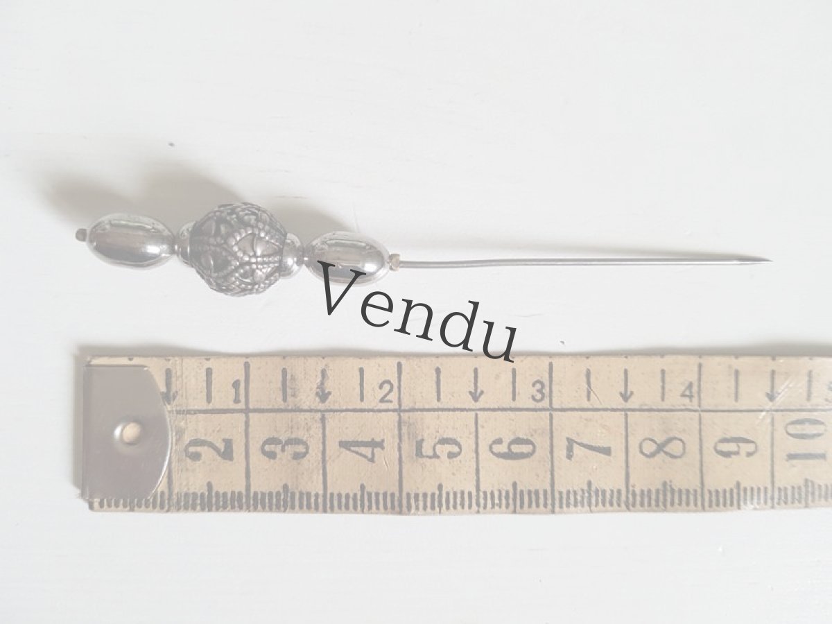 画像6: ヴィンテージ　シルバーメタルのハットピン 9.1cm (6)