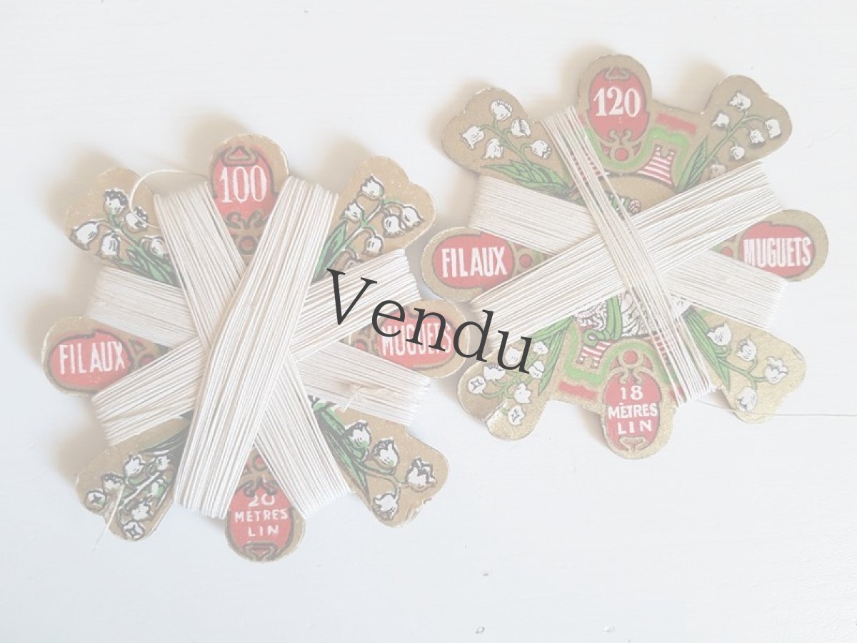 画像5: アンティーク　鈴蘭のリネン糸巻き120 (5)