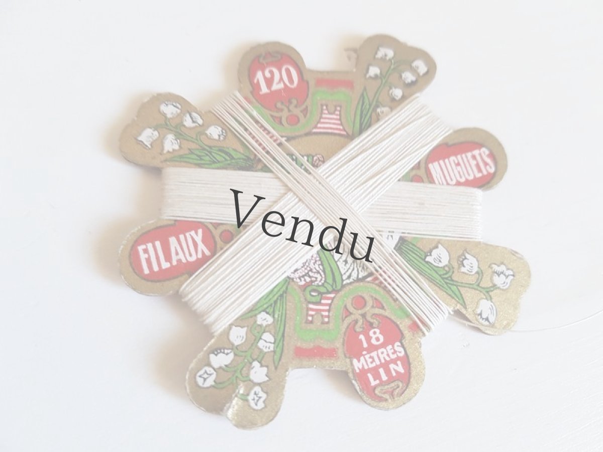 画像3: アンティーク　鈴蘭のリネン糸巻き120 (3)