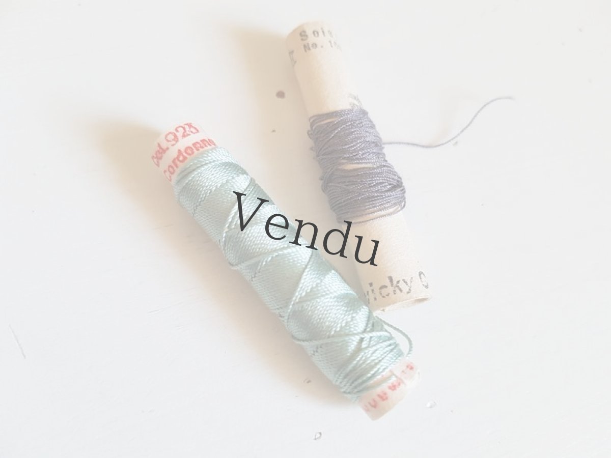 画像3: アンティーク　筒状糸巻き　絹糸混の２色セット (3)