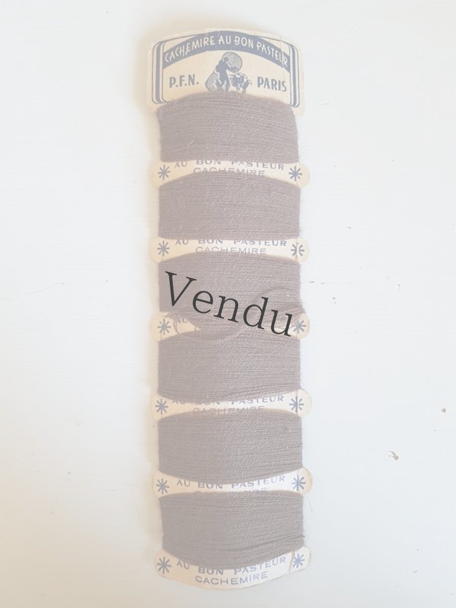 画像5: アンティーク　紙製糸巻き　カシミア　マロン (5)