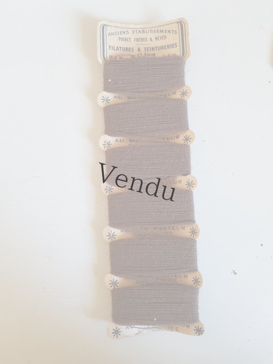 画像7: アンティーク　紙製糸巻き　カシミア　マロン (7)